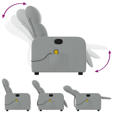 Massagestoel met lichtgrijze stof 5