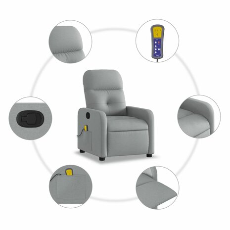Massagestoel met lichtgrijze stof 6
