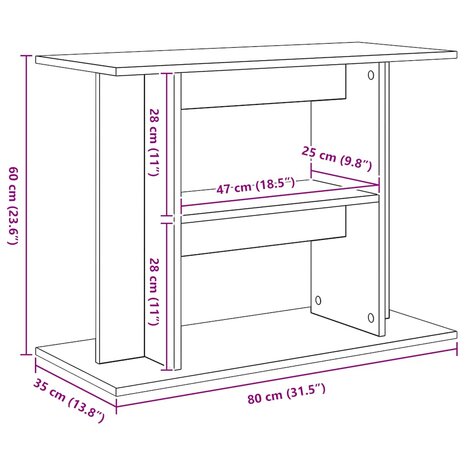 Aquariumstandaard 80x35x60 cm spaanplaat zwart eikenkleurig 10