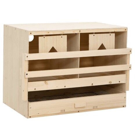 Kippenlegkast 2 compartimenten 63x40x45 cm massief grenenhout 1