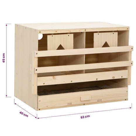 Kippenlegkast 2 compartimenten 63x40x45 cm massief grenenhout 10