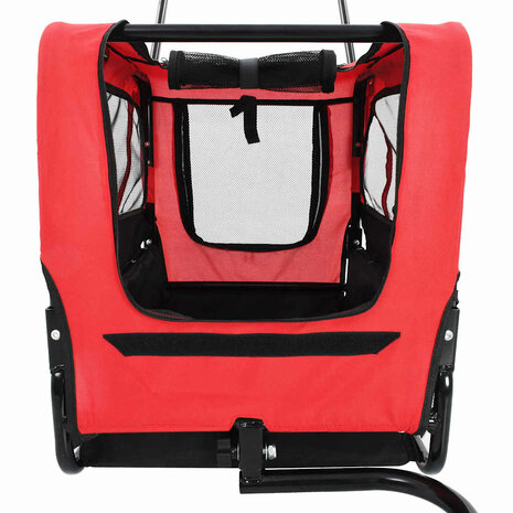 Huisdierenfietskar en joggingbuggy 2-in-1 rood en zwart 5