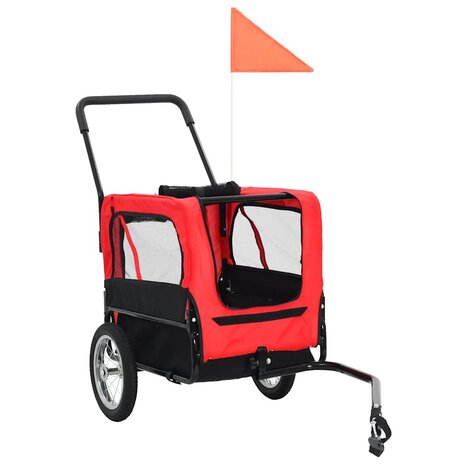 Huisdierenfietskar en joggingbuggy 2-in-1 rood en zwart 10