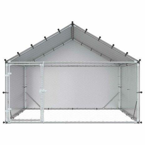 Kippenhok met dak Zilverkleurig 200 x 200 x 150 cm 3
