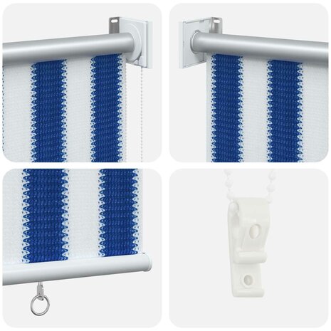 Buitenrolgordijn 90% UV-blok Blauw en Witte Streep 100x230 cm 6