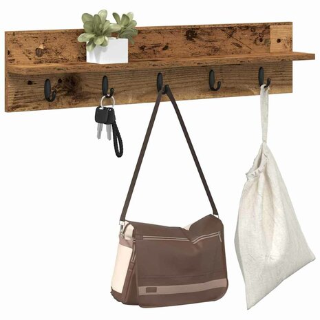 Wandgemonteerde kapstok Oudhout 80 x 10,5 x 18 cm Bewerkt hout 3