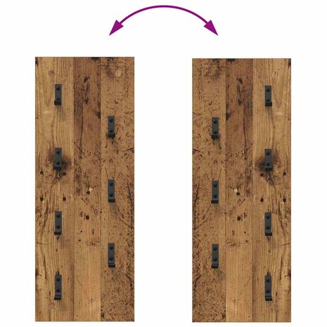 Wandgemonteerde kapstok Oudhout 30 x 1,5 x 80 cm Bewerkt hout 9