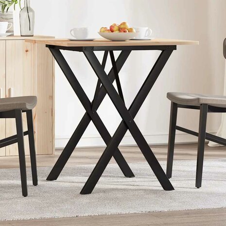 Eettafel X-frame 70x70x75 cm massief grenenhout en staal 1