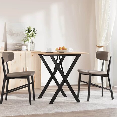 Eettafel X-frame 70x70x75 cm massief grenenhout en staal 3