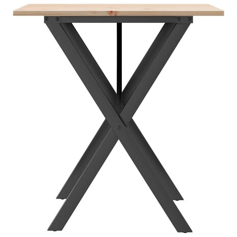Eettafel X-frame 70x70x75 cm massief grenenhout en staal 5