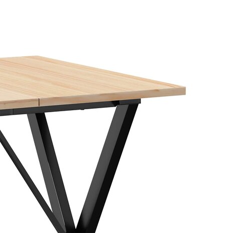 Eettafel X-frame 70x70x75 cm massief grenenhout en staal 7