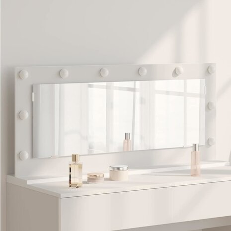Make-up spiegel Wit 100 x 45 x 18 cm Glas en Hout met Kunststof 1