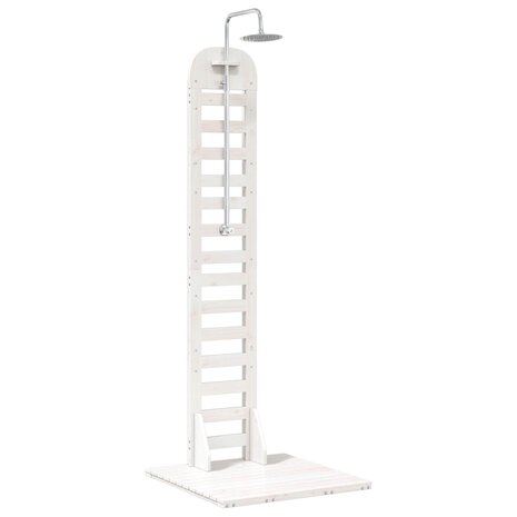 Buitendouche 223 cm Massief grenenhout en roestvrij staal Wit 2