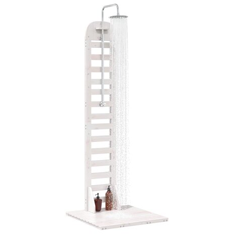 Buitendouche 223 cm Massief grenenhout en roestvrij staal Wit 3