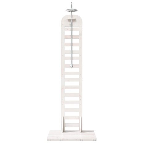 Buitendouche 223 cm Massief grenenhout en roestvrij staal Wit 4