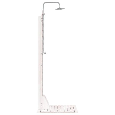 Buitendouche 223 cm Massief grenenhout en roestvrij staal Wit 5
