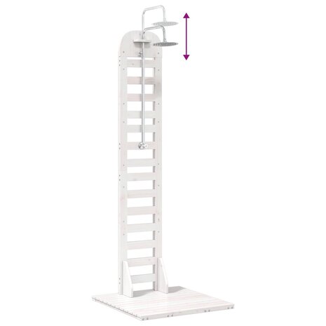 Buitendouche 223 cm Massief grenenhout en roestvrij staal Wit 9