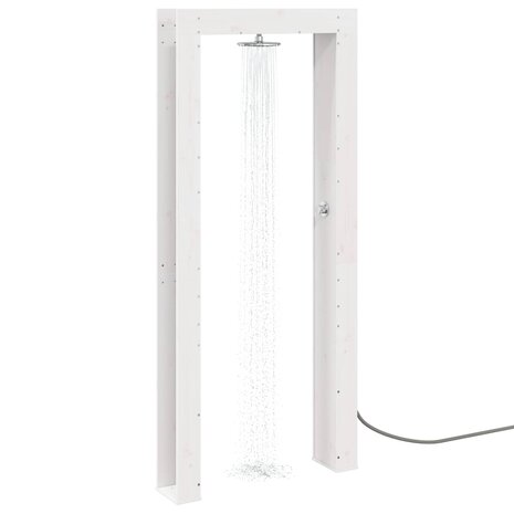 Buitendouche 226 cm Massief grenenhout en roestvrij staal Wit 3