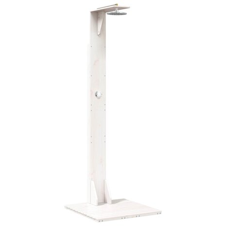 Buitendouche 214,5 cm Massief grenenhout en roestvrij staal Wit 2