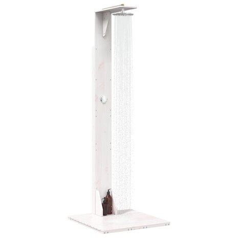 Buitendouche 214,5 cm Massief grenenhout en roestvrij staal Wit 3