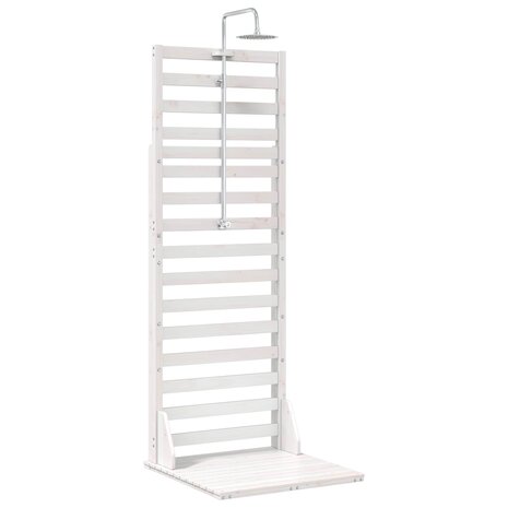 Buitendouche 225 cm Massief grenenhout en roestvrij staal Wit 2