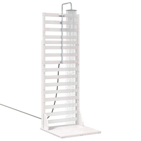 Buitendouche 225 cm Massief grenenhout en roestvrij staal Wit 3
