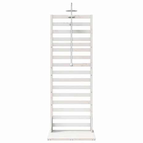 Buitendouche 225 cm Massief grenenhout en roestvrij staal Wit 4
