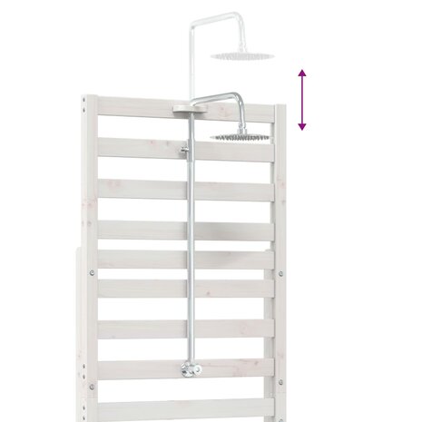 Buitendouche 225 cm Massief grenenhout en roestvrij staal Wit 9