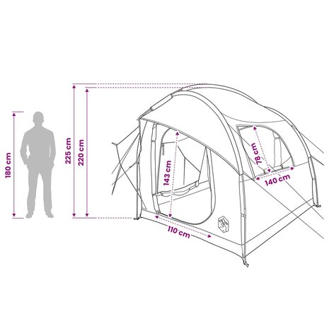 Autotent met dak Blauw 239 x 210 x 210 cm Polyester en staal 12