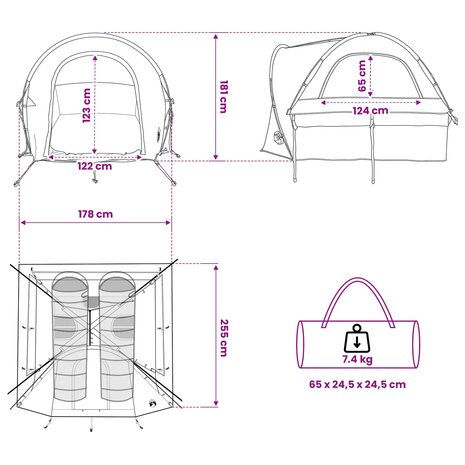 Autotent Grijs en Oranje 200 x 170 x 170 cm Polyester en staal 12