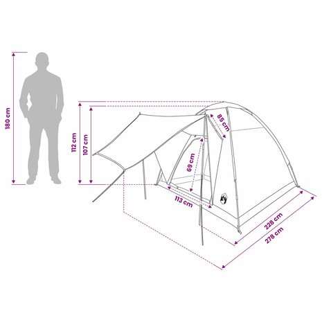 Kamperen tent met dak Wit Blackout 190 x 140 x 105 cm 12