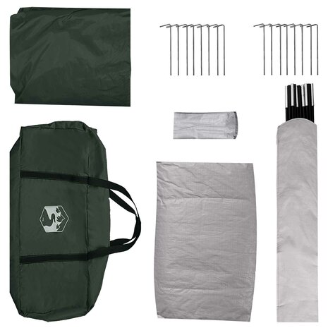 Huisje Tent met dak Leger groen 4-persoons Polyester en staal 9