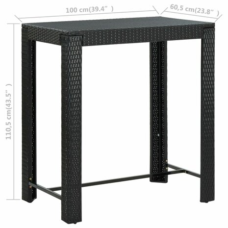 Tuinbartafel 100x60,5x110,5 cm poly rattan zwart 6