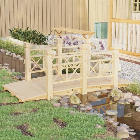Tuinbrug met leuningen 150x67x56 cm massief vurenhout 1