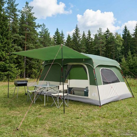Gezinstent met dak Groen 420 x 305 x 200 cm Polyester en staal 1
