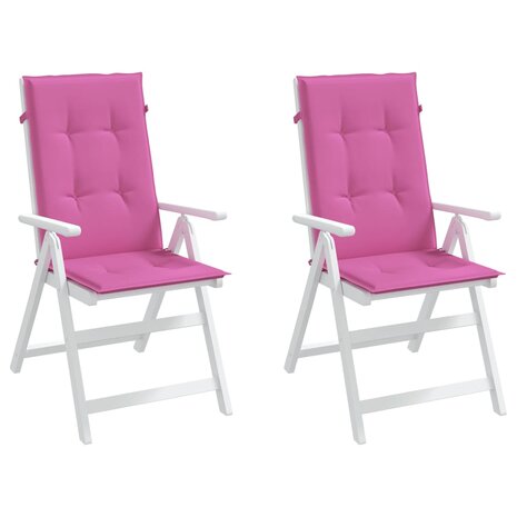 Tuinstoelkussens hoge rugleuning 2 st 120x50x3 cm stof roze 4