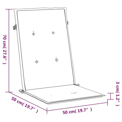 Tuinstoelkussens hoge rugleuning 2 st 120x50x3 cm stof roze 10
