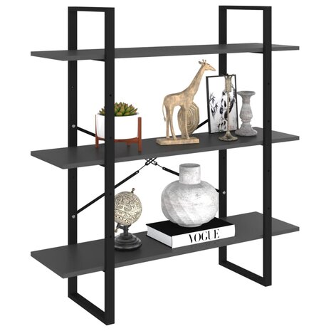Boekenkast 100x30x105 cm bewerkt hout grijs 3