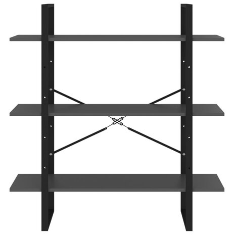 Boekenkast 100x30x105 cm bewerkt hout grijs 5
