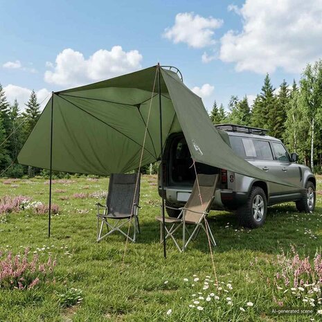 Autotent met dak Legergroen 350 x 250 cm Polyester en staal 1