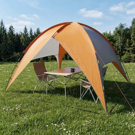 Camping Tent met Regenhoes Waterdicht Koepel Grijs en Oranje 1