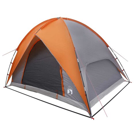 Camping Tent met Regenhoes Waterdicht Koepel Grijs en Oranje 4