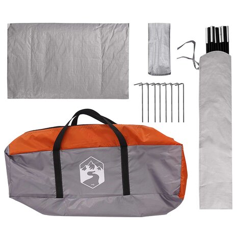 Camping Tent met Regenhoes Waterdicht Koepel Grijs en Oranje 11