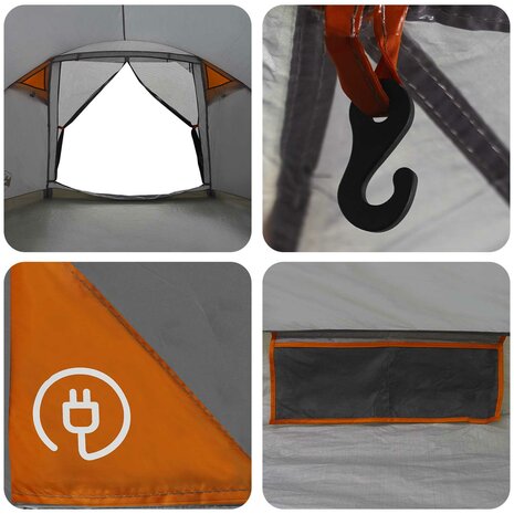 Huisje Tent Grijs en Oranje 6-persoons Polyester en staal 10
