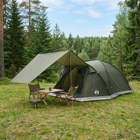Huisje Tent met dak Leger groen 6-persoons Polyester en staal 1