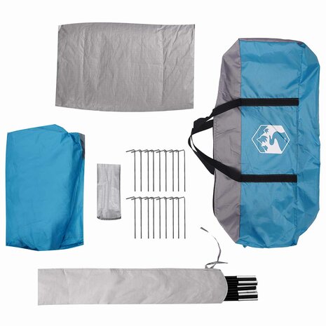 Huisje Tent met dak Blauw 8-persoons Polyester en staal 9