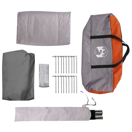 Huisje Tent Grijs en Oranje 8-persoons Polyester en staal 9