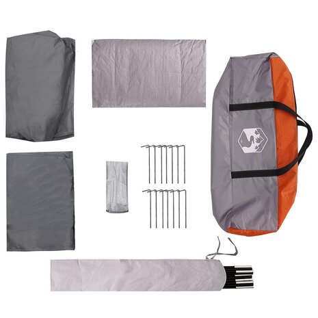 Gezinstent met dak Grijs en Oranje 380 x 260 x 190 cm Polyester 9