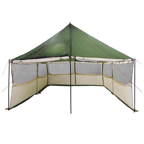 Gezinstent met dak Groen 450 x 400 x 265 cm Polyester en staal 6