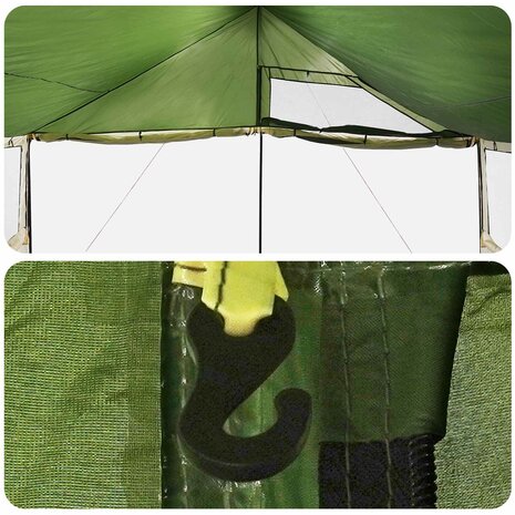 Gezinstent met dak Groen 450 x 400 x 265 cm Polyester en staal 10